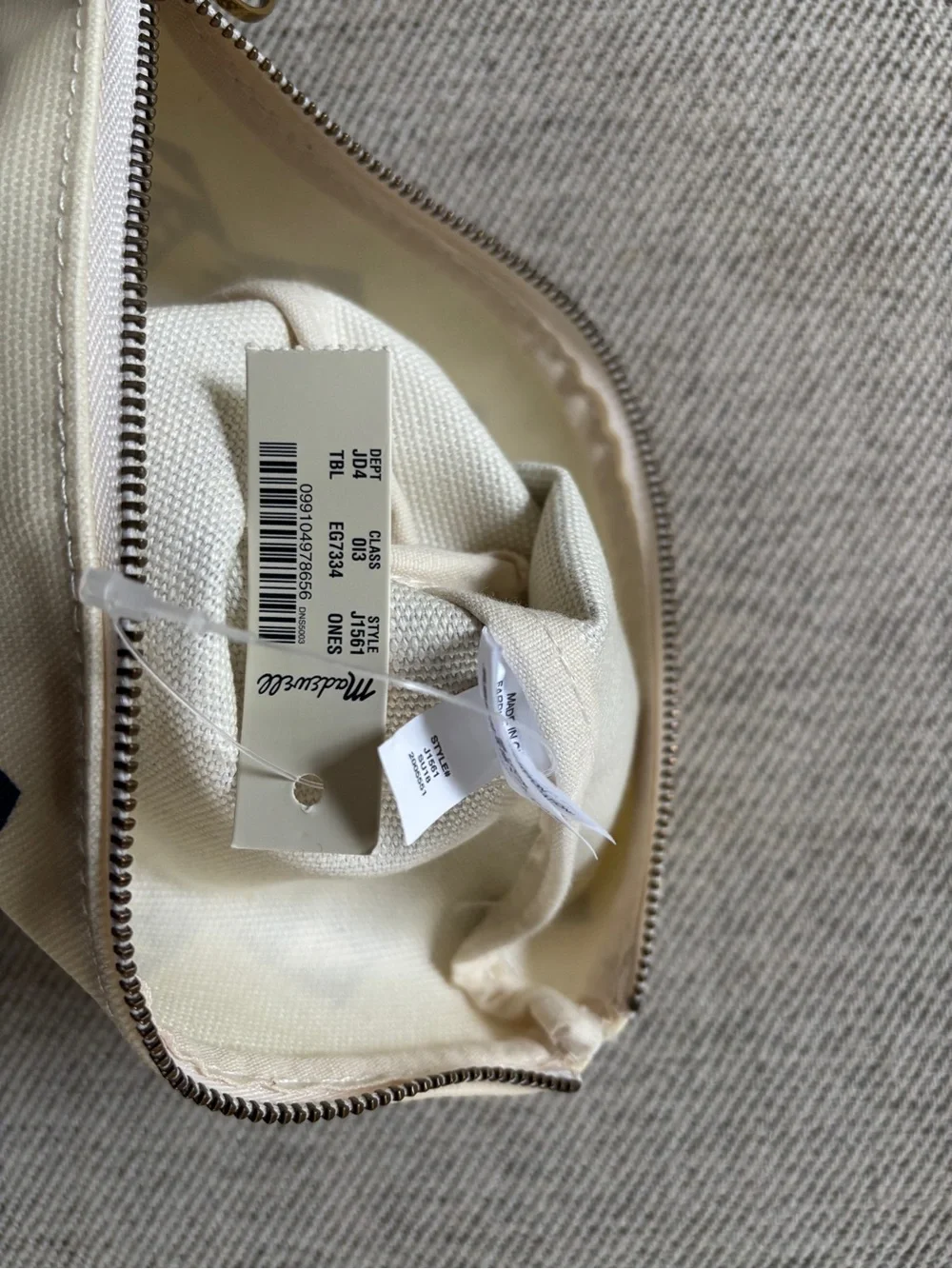NWT Madewell Zippered Pouch Cosmetic Case Blue White Triangle